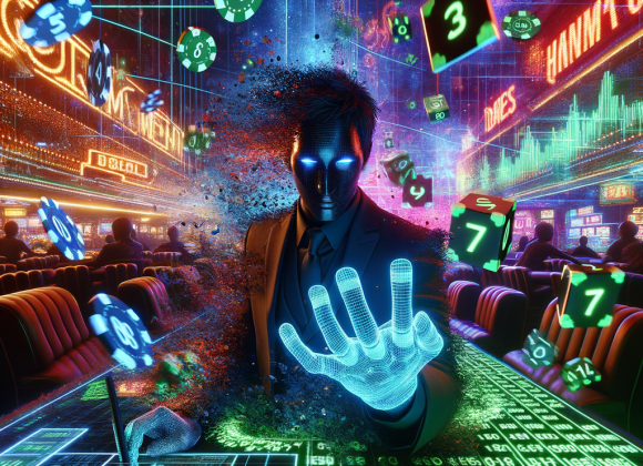 How Casino Branding Tricks Your Brain A command center inside a digital casino server room, where holographic charts show revenue, user engagement, and payout ratios. AI-driven avatars monitor financial dashboards. Glowing wires connect rows of slot machines, representing live data flow. The color scheme is steel-gray and gold with pulsing economic graphs.